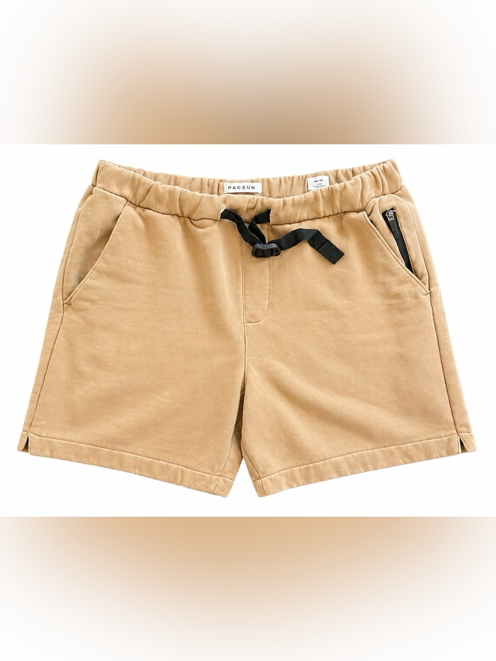 PacSun Khaki Elastic-Waist Volley Utility Shorts with Black Belt